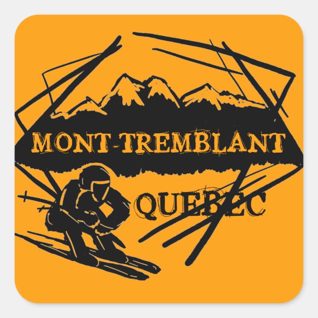 Pegatina Cuadrada Pegatinas del logo de Mont Tremblant Quebec Canada (Anverso)