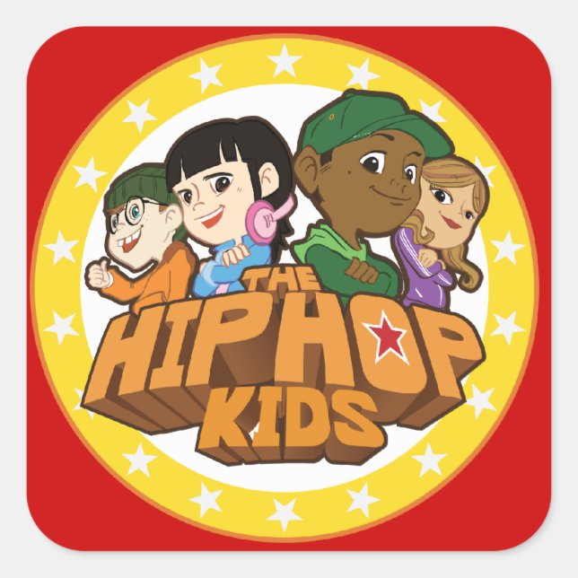 Pegatina Cuadrada Pegatinas del logotipo de Hip Hop Kids (Anverso)