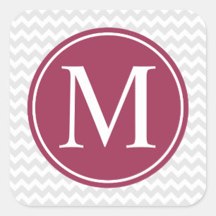 Pegatina Cuadrada Pegatinas del Monograma Chevron Maroon Circle mode
