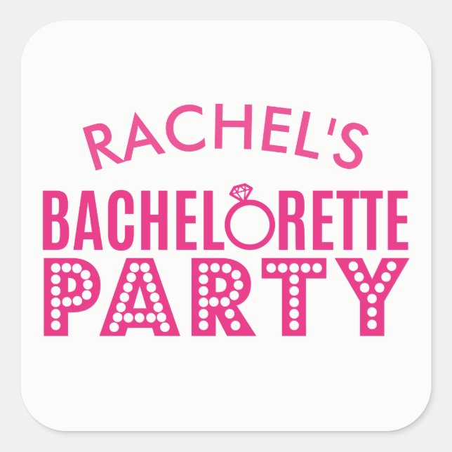 Pegatina Cuadrada Pegatinas del partido Bridal Bachelorette Rosa (Anverso)
