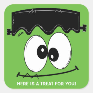 Pegatina Cuadrada Pegatinas del partido Frankenstein Halloween, Hall