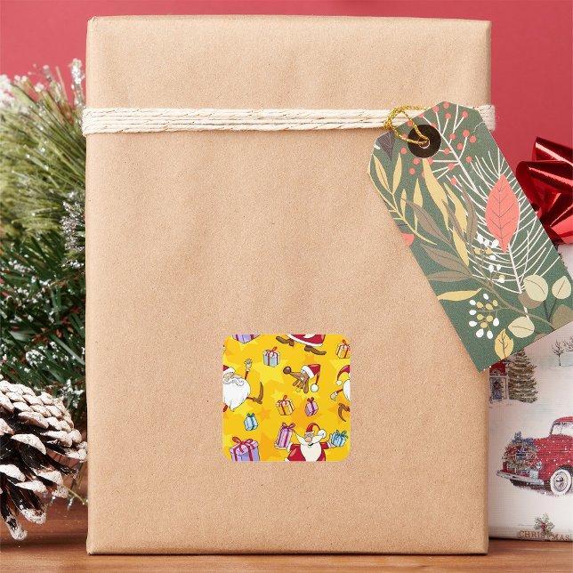 Pegatina Cuadrada Pegatinas del patrón de Navidades Santa (Subido por el creador)
