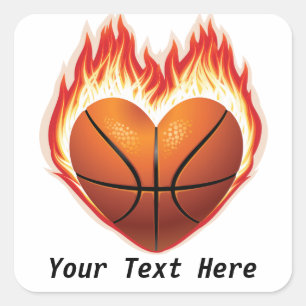 Pegatina Cuadrada Pegatinas del Personalizable Basketball Flame
