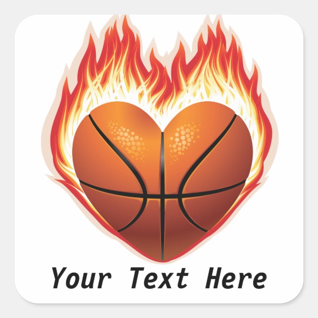Pegatina Cuadrada Pegatinas del Personalizable Basketball Flame (Anverso)