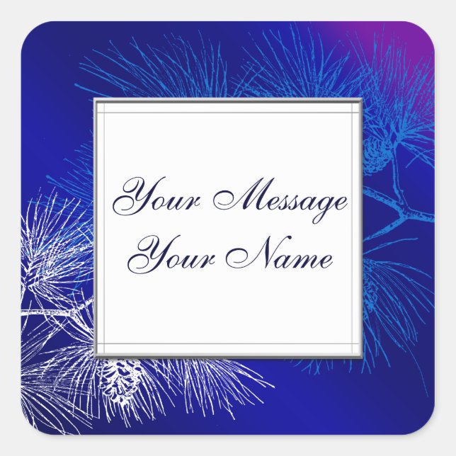 Pegatina Cuadrada Pegatinas del Personalizado Blue White Holiday (Anverso)