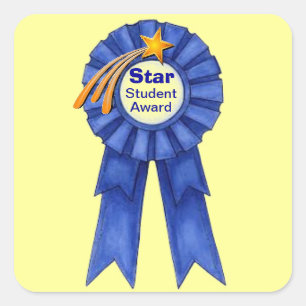 Pegatina Cuadrada Pegatinas del premio del estudiante de la estrella