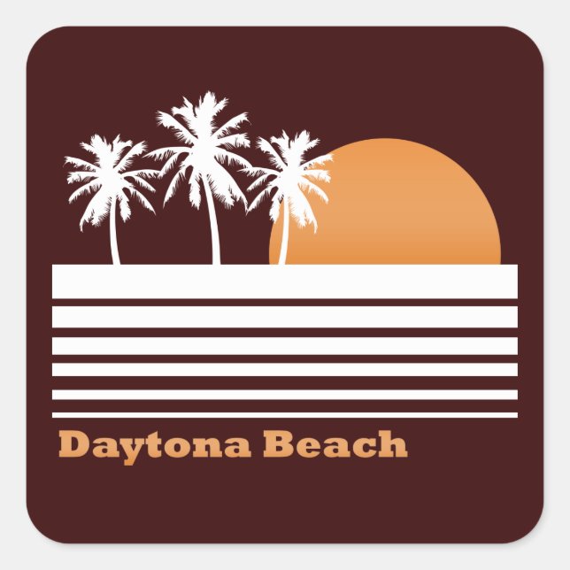 Pegatina Cuadrada Pegatinas del Retro Daytona Beach (Anverso)