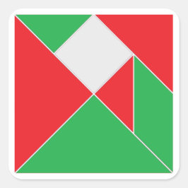 Pegatina Cuadrada Pegatinas del rompecabezas del Tangram navidades