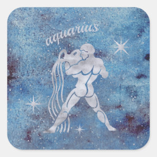 Pegatina Cuadrada Pegatinas del Rótulo Aquarius Zodiac