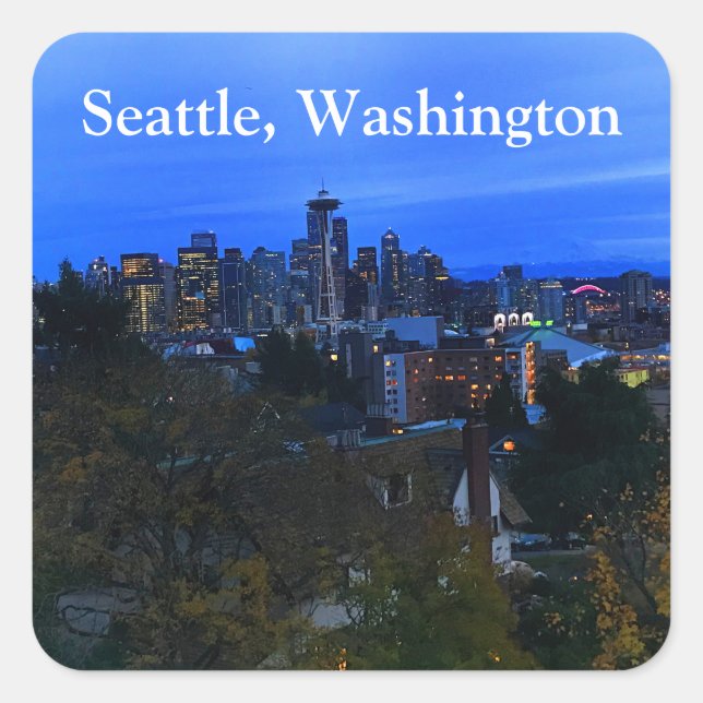Pegatina Cuadrada Pegatinas del Skyline #8 de Seattle (Anverso)
