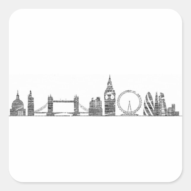 Pegatina Cuadrada Pegatinas del Skyline de Londres (Anverso)