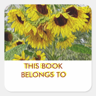 Pegatina Cuadrada Pegatinas del Sunflower Morn Book Plate
