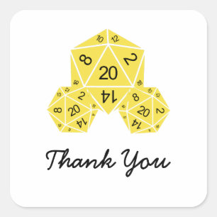 Pegatina Cuadrada Pegatinas del Yellow D20 Dice Gracias