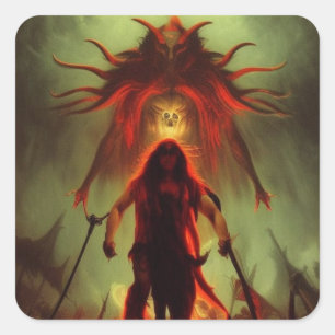 Pegatina Cuadrada pegatinas demon