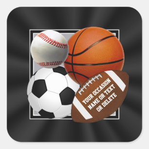 Pegatina Cuadrada Pegatinas deportivos para favores, sobres, etc