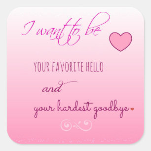 Pegatina Cuadrada pegatinas Día de San Valentín de "Favorito Hello"