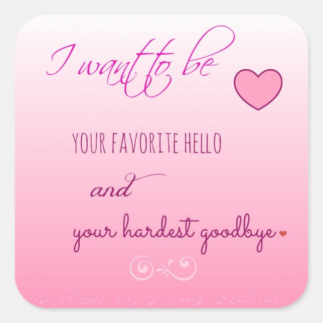 Pegatina Cuadrada pegatinas Día de San Valentín de "Favorito Hello" (Anverso)