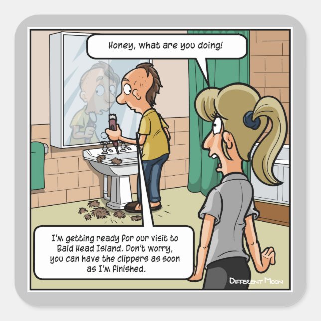 Pegatina Cuadrada Pegatinas divertidos de Bald Head Island (Anverso)