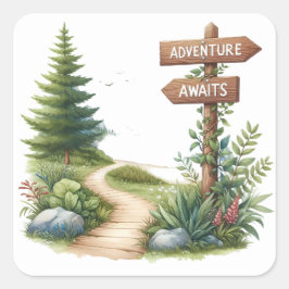 Pegatina Cuadrada Pegatinas divertidos de camping en verano