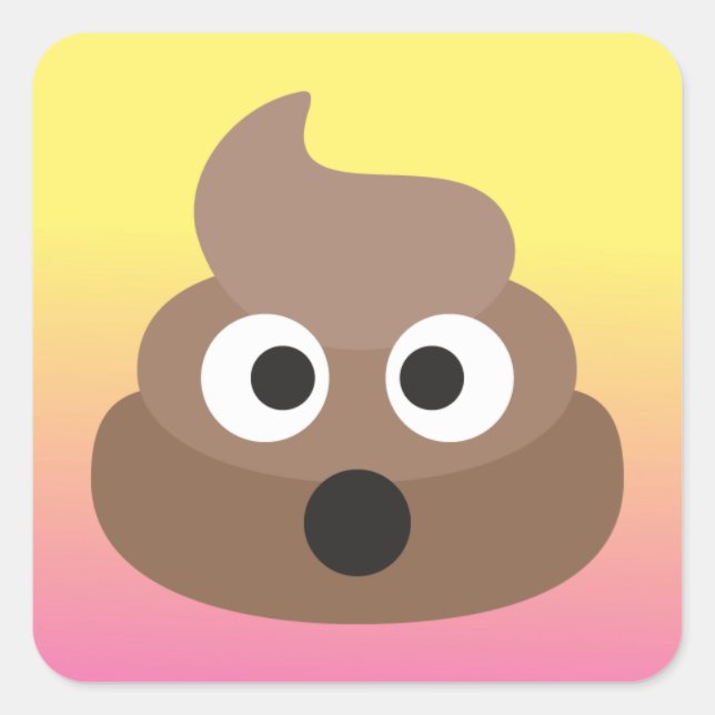 Pegatina Cuadrada Pegatinas divertidos de la Emoji Oh Poop (Anverso)