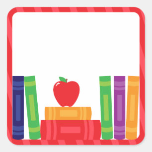 Pegatina Cuadrada Pegatinas escolares con libros escolares