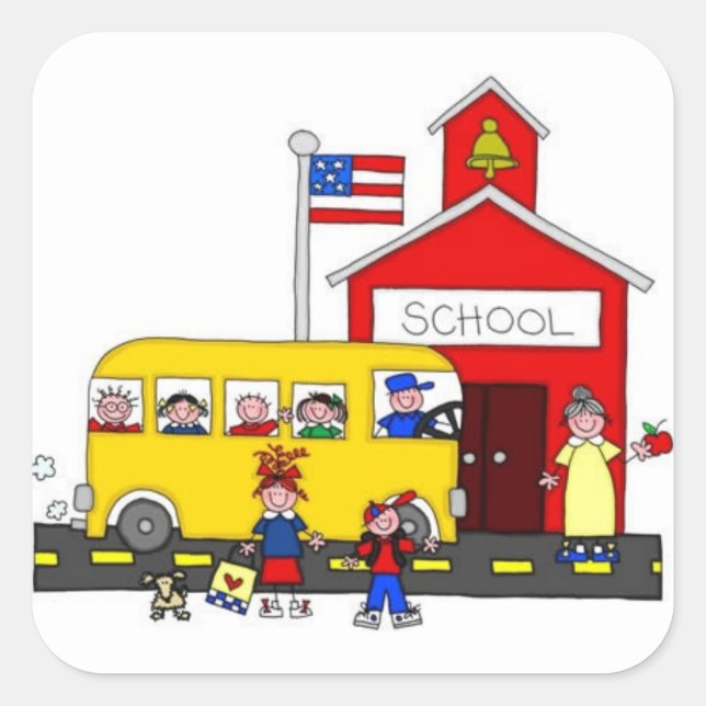 Pegatina Cuadrada Pegatinas/Escuela (Anverso)