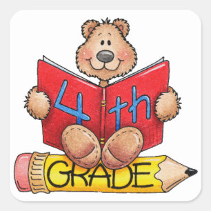 Pegatina Cuadrada Pegatinas/Escuela de 4º grado