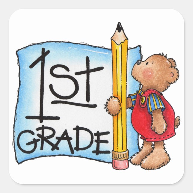 Pegatina Cuadrada Pegatinas/Escuela de primer grado (Anverso)