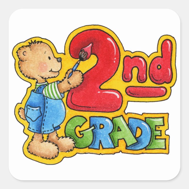 Pegatina Cuadrada Pegatinas/Escuela de segundo grado (Anverso)