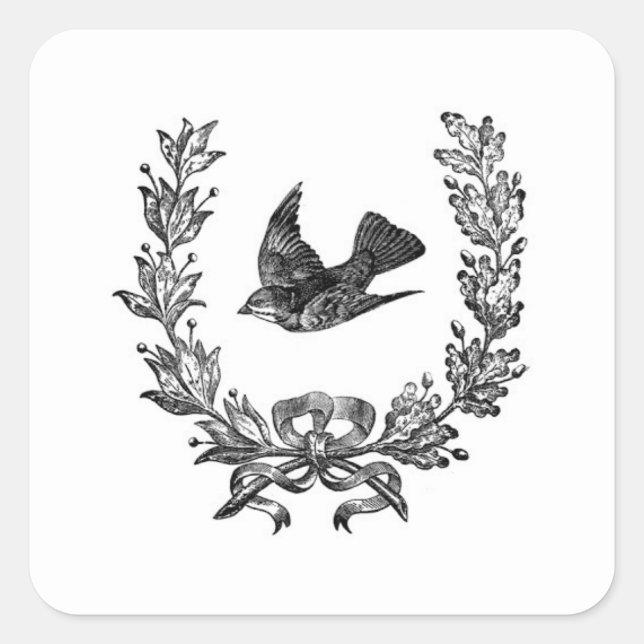 Pegatina Cuadrada Pegatinas europeas de "Viejo Mundo" - Pájaro/Guirn (Anverso)