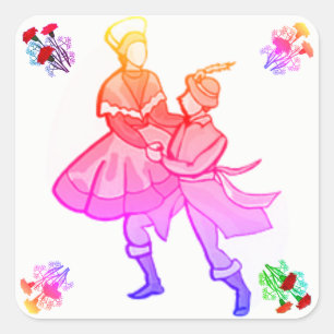 Pegatina Cuadrada Pegatinas europeos de danza folclórica