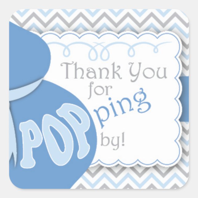 Pegatina Cuadrada Pegatinas favoritos de Baby Shower de Belly azul (Anverso)