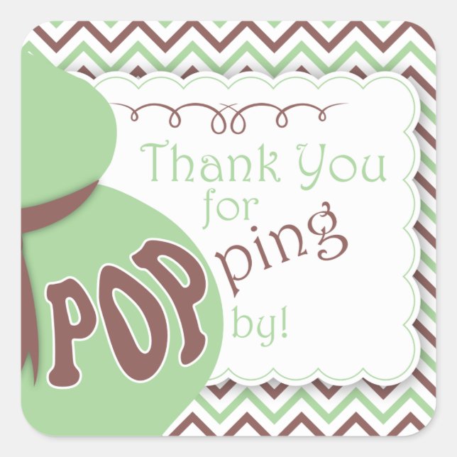 Pegatina Cuadrada Pegatinas favoritos de Baby Shower Green/BrownBell (Anverso)