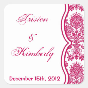 Pegatina Cuadrada Pegatinas favoritos Fusia White Damask Lace Print 