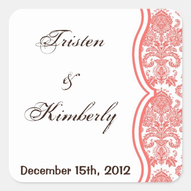 Pegatina Cuadrada Pegatinas favoritos Impresión de encaje de damasco (Anverso)