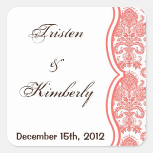 Pegatina Cuadrada Pegatinas favoritos Impresión de encaje de damasco