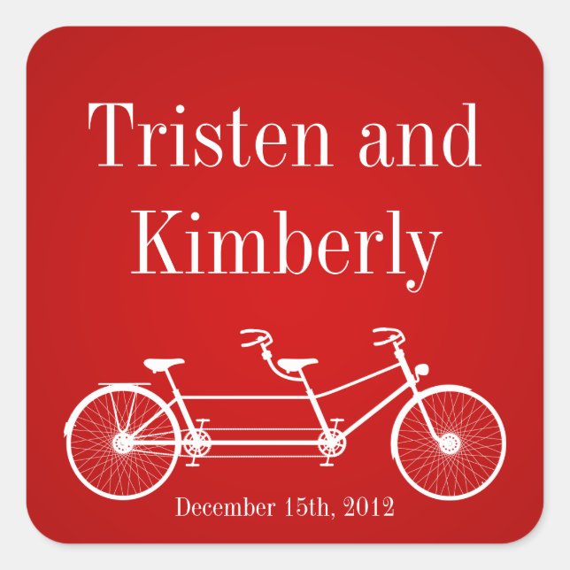 Pegatina Cuadrada Pegatinas favoritos Whimsical Crimson Bicicleta Do (Anverso)
