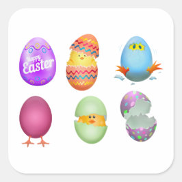 Pegatina Cuadrada Pegatinas felices de Pascua