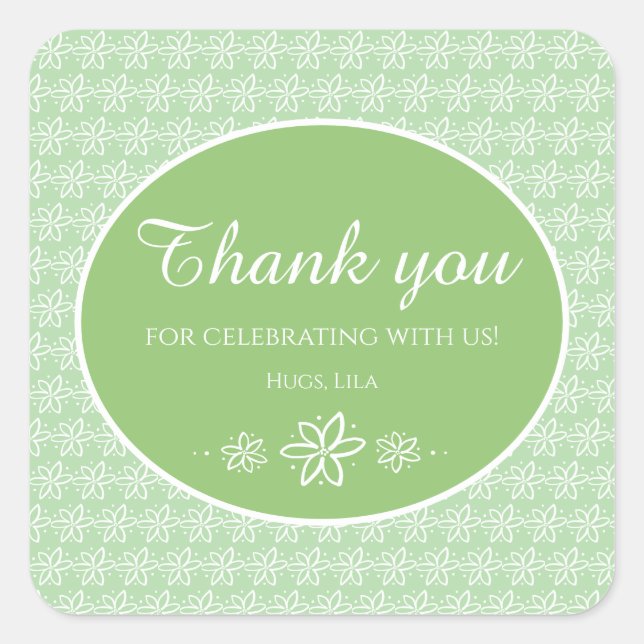 Pegatina Cuadrada Pegatinas Fiestas personalizados de las flores de  (Anverso)