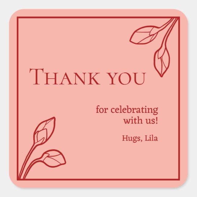 Pegatina Cuadrada Pegatinas Fiestas personalizados de Lotus Buds (Anverso)