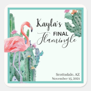 Pegatina Cuadrada Pegatinas finales del Flamingle, soltera, novia