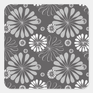 Pegatina Cuadrada pegatinas florales grises