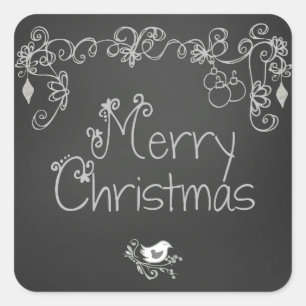 Pegatina Cuadrada Pegatinas Gray Scrolls Chalkboard Holiday Star