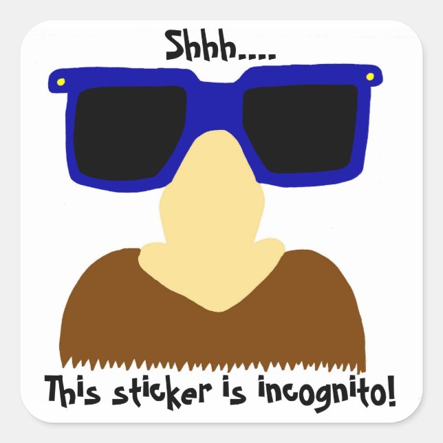 Pegatina Cuadrada Pegatinas Incognito Mustache & Glasses - Conjunto  (Anverso)