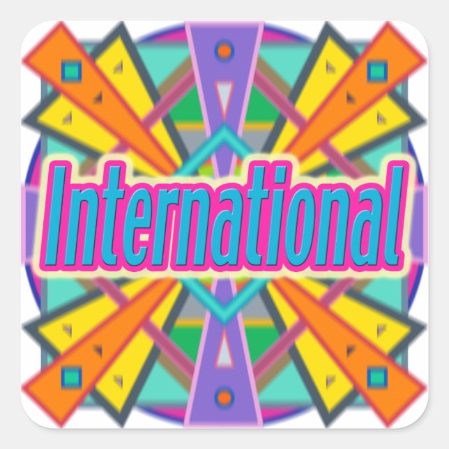 Pegatina Cuadrada Pegatinas "internacionales" de diseño de joyería (Anverso)