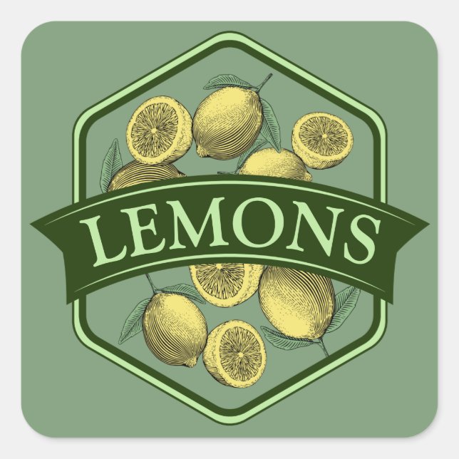 Pegatina Cuadrada Pegatinas LEMONS - Personalizable (Anverso)