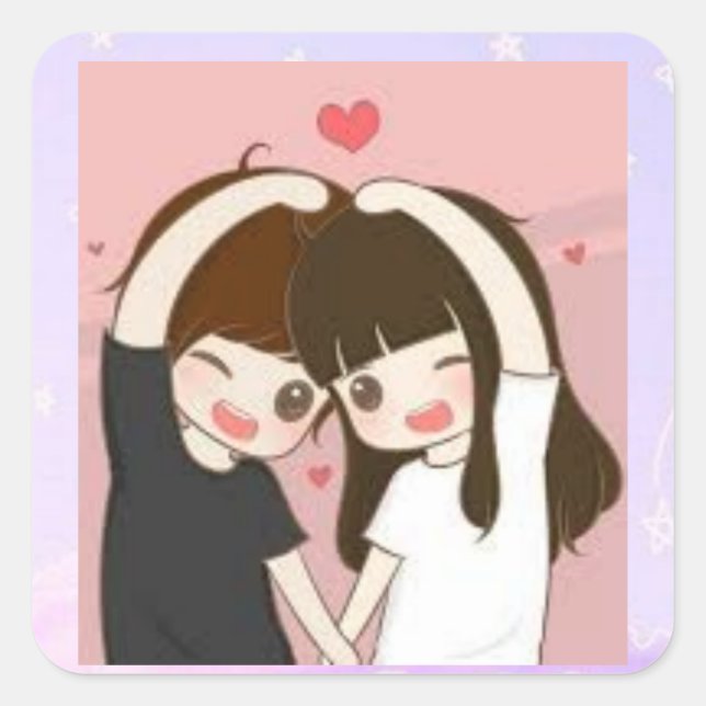 Pegatina Cuadrada pegatinas lindos (Anverso)