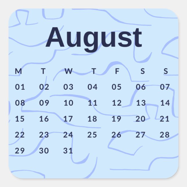 Pegatina Cuadrada Pegatinas mes del año - August (S'K) *2022 (Anverso)