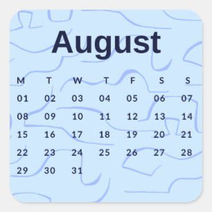 Pegatina Cuadrada Pegatinas mes del año - August (S'K) *2022