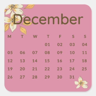 Pegatina Cuadrada Pegatinas mes del año - December (S'F) *2022